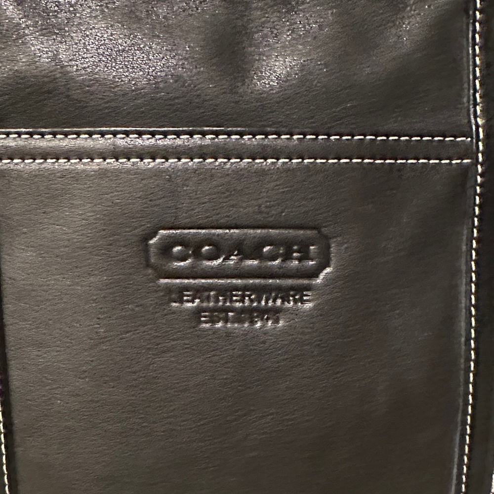 Coach Black Leather Tote with White Contrast Stitching F13098 - Picture 2 of 14